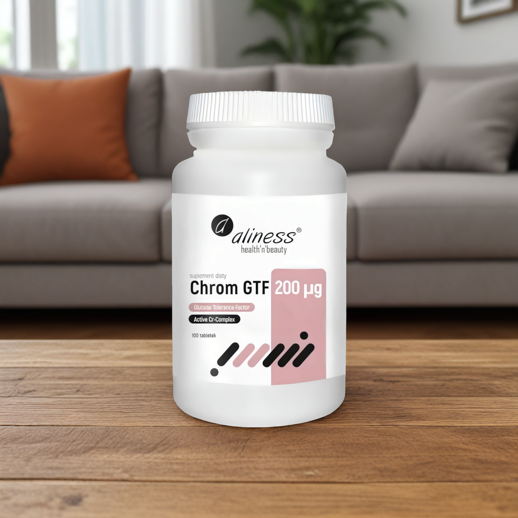 Chrom GTF Active Cr-Complex 200 µg Aliness - Wspomaga procesy metaboliczne - 100 tabletek