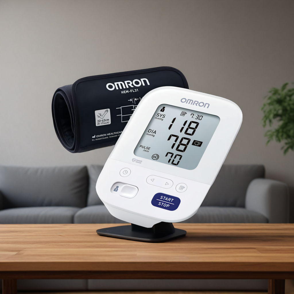 Ciśnieniomierz naramienny Omron M3 Comfort z mankietem Intelli Wrap + dzienniczek