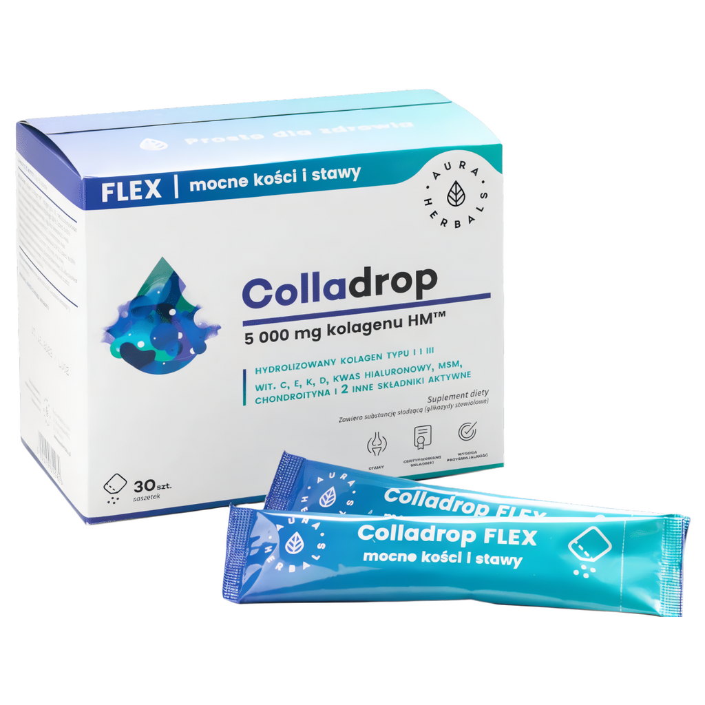 Colladrop Flex kolagen morski 5000 mg Aura Herbals - 30 saszetek