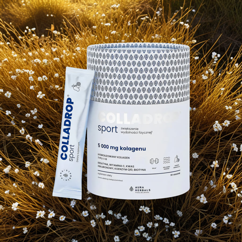 Colladrop Sport Kolagen morski 5000 mg Aura Herbals - 30 saszetek o smaku mango-marakuja