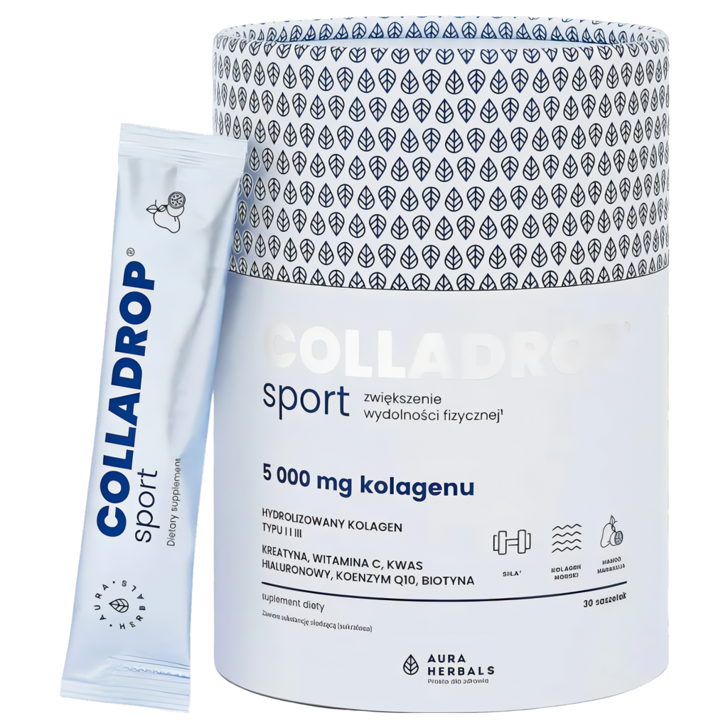 Colladrop Sport Kolagen morski 5000 mg Aura Herbals - 30 saszetek o smaku mango-marakuja