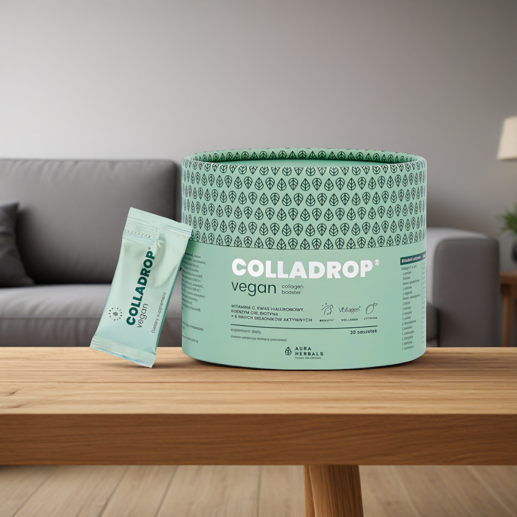 Colladrop Vegan collagen booster Vollagen 2000 mg Aura Herbals - 30 saszetek o smaku cytrnowym