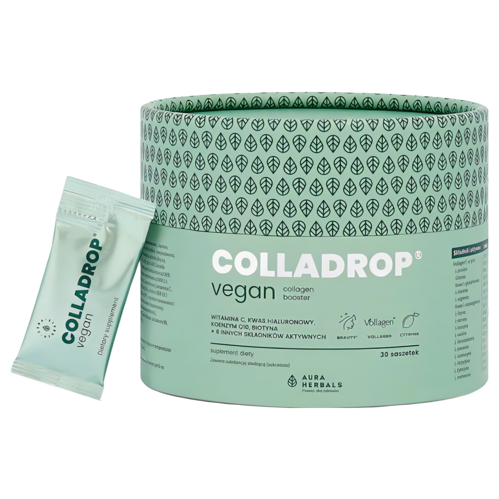 Colladrop Vegan collagen booster Vollagen 2000 mg Aura Herbals - 30 saszetek o smaku cytrnowym