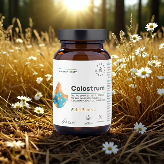 Colostrum 700 mg + BioPerine Aura Herbals - Wspomaga trawienie i wchłanianie składników odżywczych - 90 kapsułek