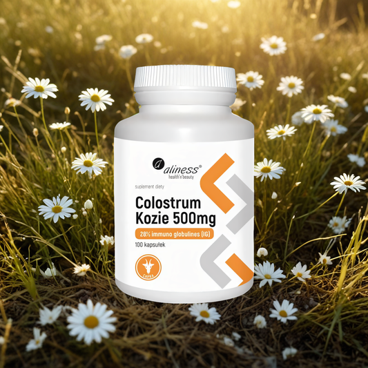 Colostrum Kozie 500 mg 28% Immuno Globulinses (IG) Aliness – 100 kapsułek