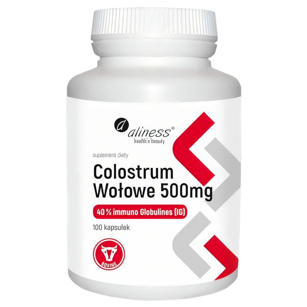 Colostrum Wołowe 500 mg 40% Immuno Globulinses (IG) Aliness - 100 kapsułek