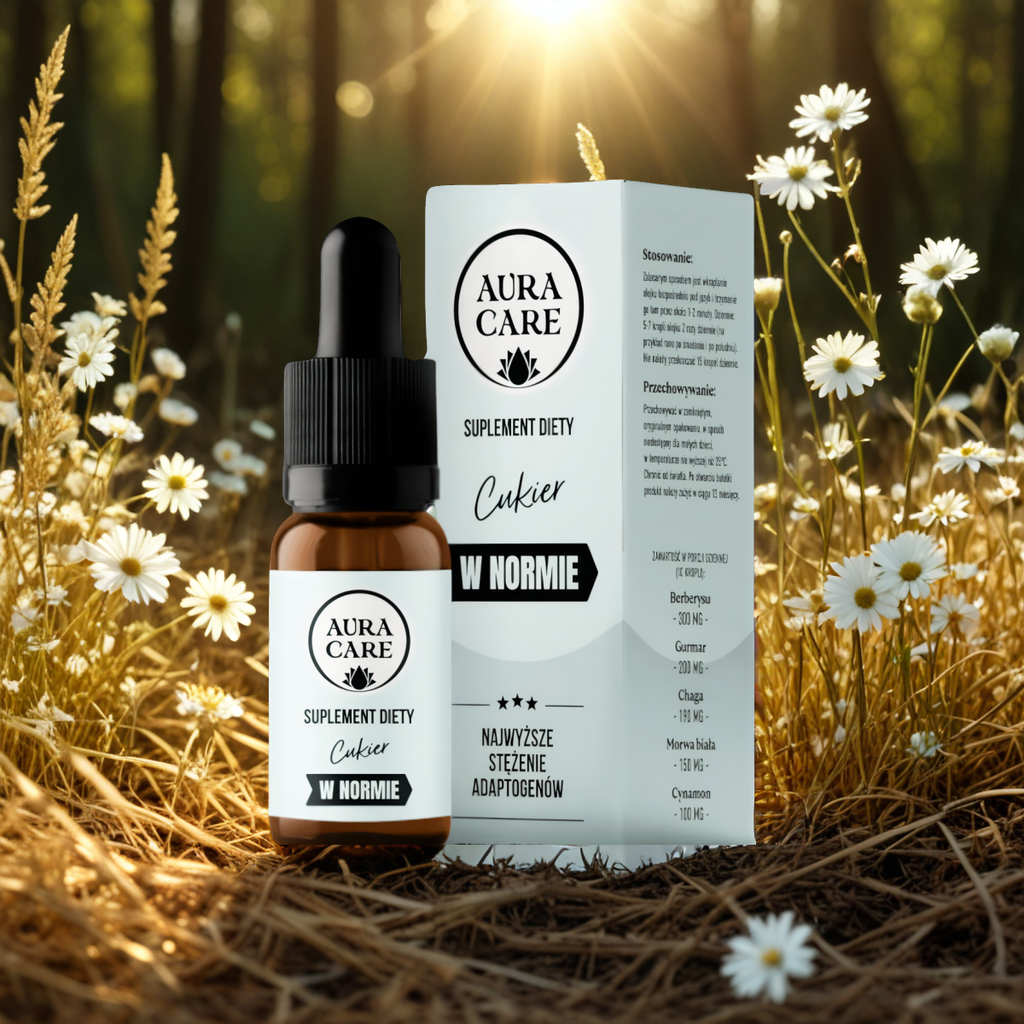 Cukier w normie Aura care - Berberys, Gurmar, Morwa biała, Cynamon, Chaga - 10 ml