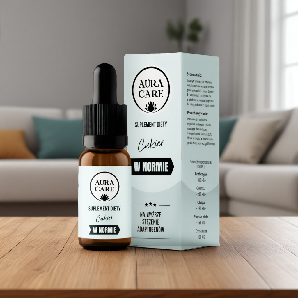 Cukier w normie Aura care - Berberys, Gurmar, Morwa biała, Cynamon, Chaga - 10 ml