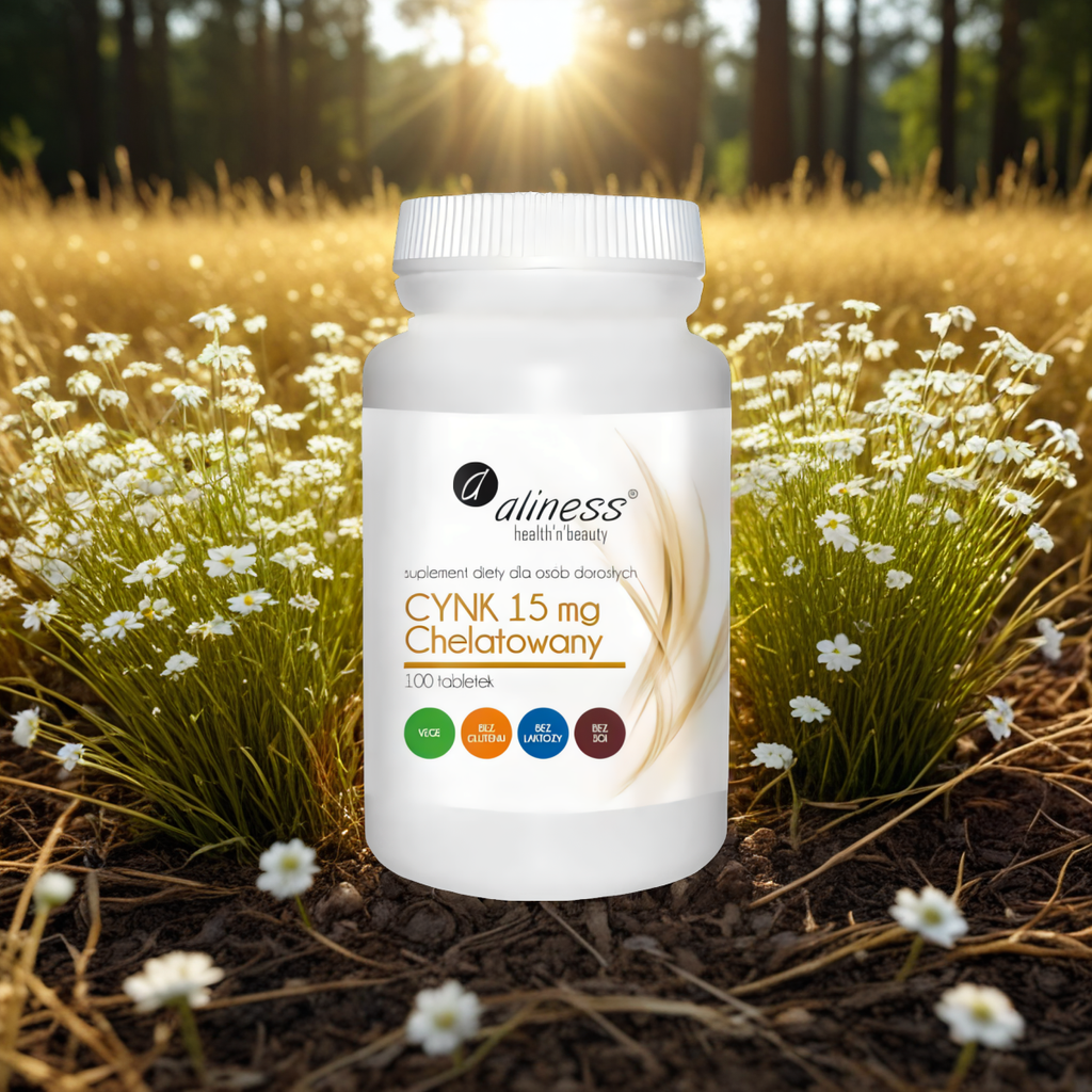 Cynk Chelatowany 15 mg Aliness - Wysoko przyswajalny - 100 tabletek