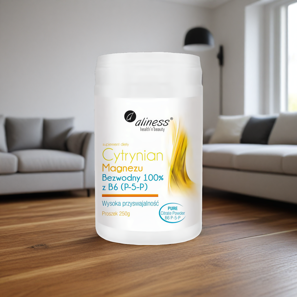 Cytrynian Magnezu Bezwodny 100% z witaminą B6 Aliness - 250 g proszek