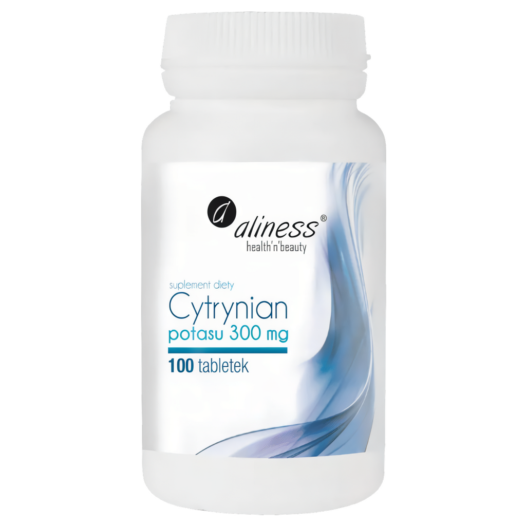Cytrynian Potasu 300 mg Aliness - Wysoka dawka potasu - 100 tabletek Vege