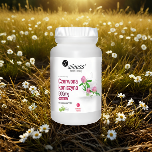 Czerwona koniczyna Aliness extract 8% 500 mg - Wsparcie zdrowia hormonalnego - 90 kapsułek