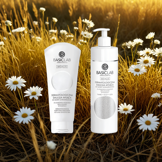 Dermatologiczna emulsja myjąca BASICLAB - Do skóry ultrawrażliwej -  100 ml / 300 ml (Pojemnosc: 100-ml)