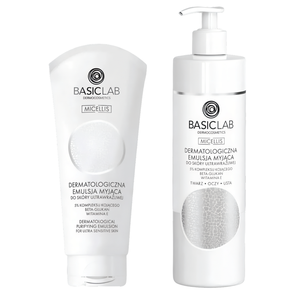 Dermatologiczna emulsja myjąca BASICLAB - Do skóry ultrawrażliwej -  100 ml / 300 ml (Pojemnosc: 100-ml)