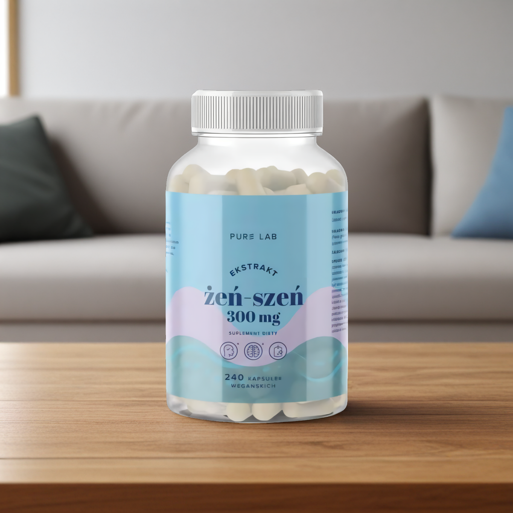 Ekstrakt z żeń-szenia 300mg Pure Lab - Wsparcie energii i witalności - 240 kapsułek