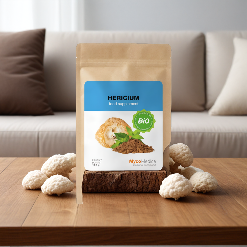 Hericium BIO MycoMedica Grzyby w proszku - Wspiera proces trawienia - 100 g