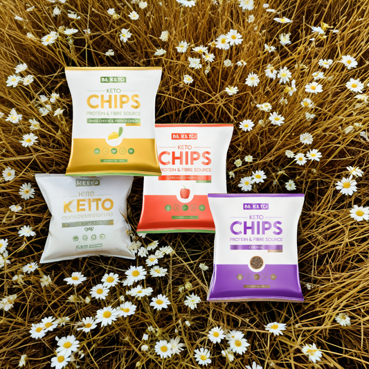 Keto Chipsy BeKeto - Ser & cebulka, Czerwona papryka oraz Orientalne pikantne - 30 g (Smak: swieza-czerwona-papryka)