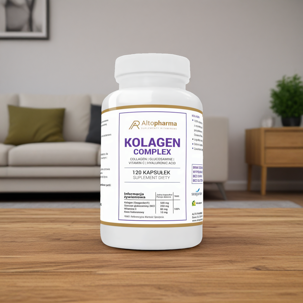 Kolagen Complex z glukozaminą, witaminą C i kwasem hialuronowym Alto Pharma - 120 kapsułek