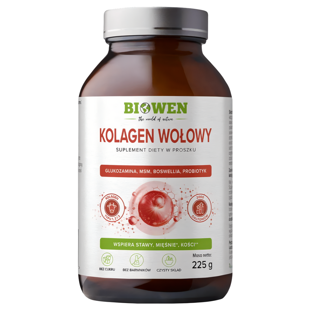 Kolagen wołowy Biowen - Kolagen typu I, II, III - 225 g proszek