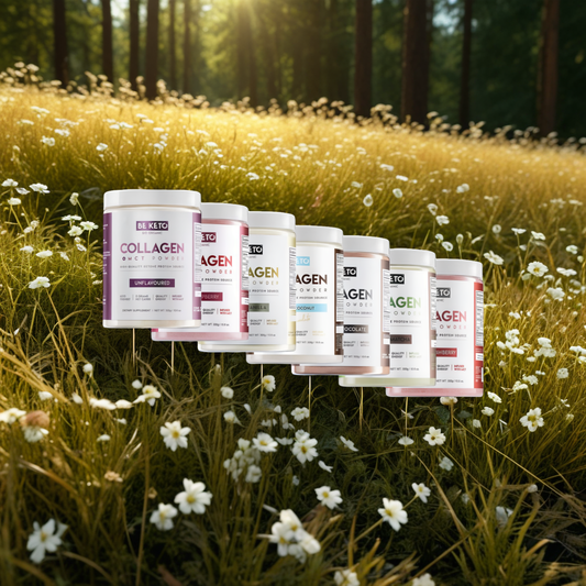 Kolagen z olejem MCT BeKeto w proszku 300 g - Różne smaki (Smak: naturalna-czekolada)