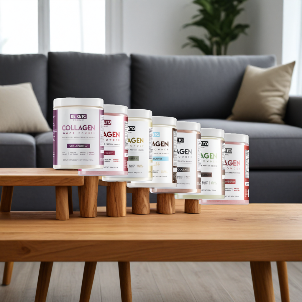 Kolagen z olejem MCT BeKeto w proszku 300 g - Różne smaki (Smak: naturalna-czekolada)