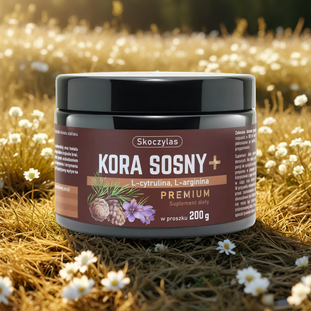 Kora Sosny nadmorskiej, kwiat szafranu + L-cytrulina + L-arginina PREMIUM Skoczylas - 200 g