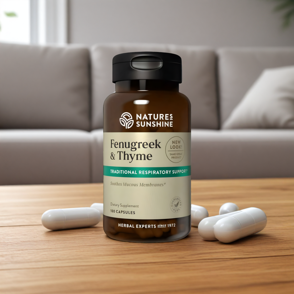 Kozieradka i Tymianek Fenugreek & Thyme Nature's Sunshine - Zdrowie układu oddechowego - 100 kapsułek