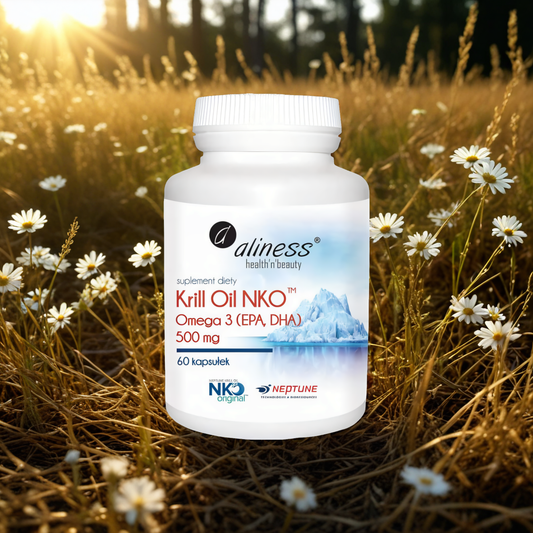 Krill Oil NKO - Omega 3 (EPA, DHA) z Astaksantyną 500 mg Aliness - 60 kapsułek