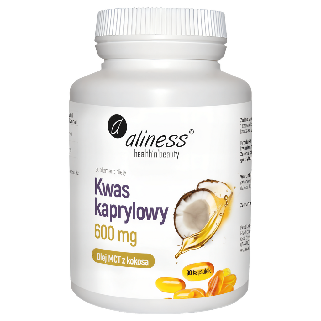 Kwas kaprylowy Aliness - Olej MCT z kokosa - 90 kapsułek