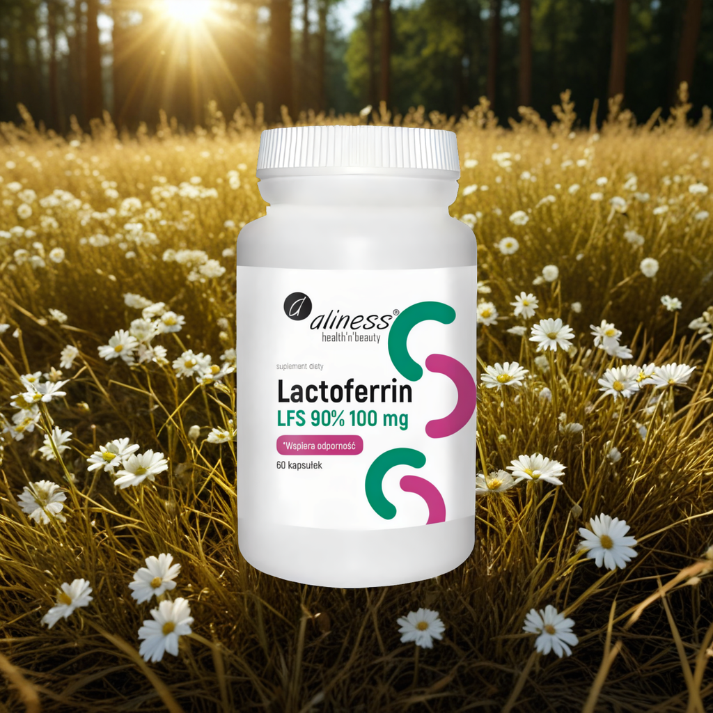 Lactoferrin LFS 90% 100 mg Aliness - Laktoferyna na wsparcie odporności - 60 kapsułek