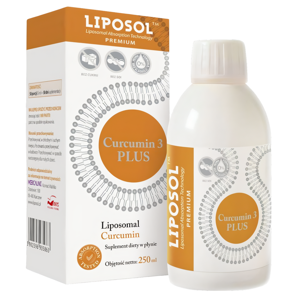 Liposomalna Kurkumina  170 mg Curcumin 3 PLUS LIPOSOL Aliness - Suplement diety w płynie - 250 ml