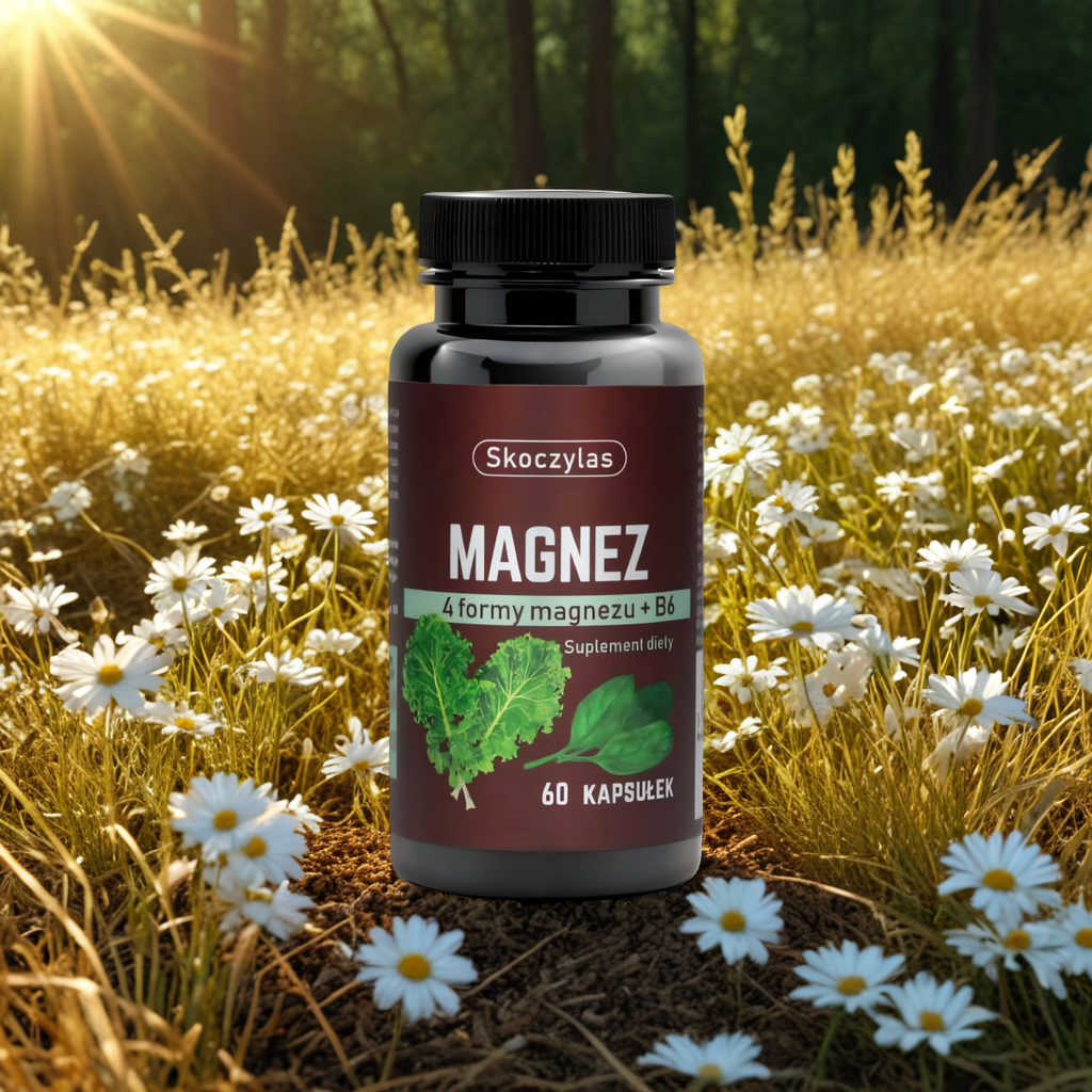 Magnez 4 formy + Witamina B6 Szpinak, Jarmuż Skoczylas - 60 kapsułek