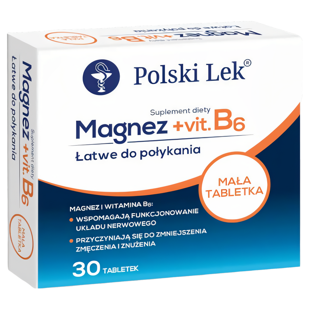 MAGNEZ + vit. B6 Polski Lek - Z dodatkiem witaminy B6 - 30 tabletek