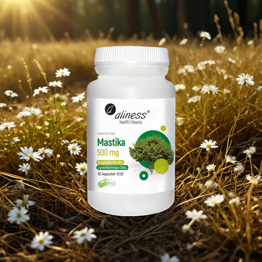 Mastika 500mg Aliness - Wsparcie pracy układu trawiennego - 60 kapsułek
