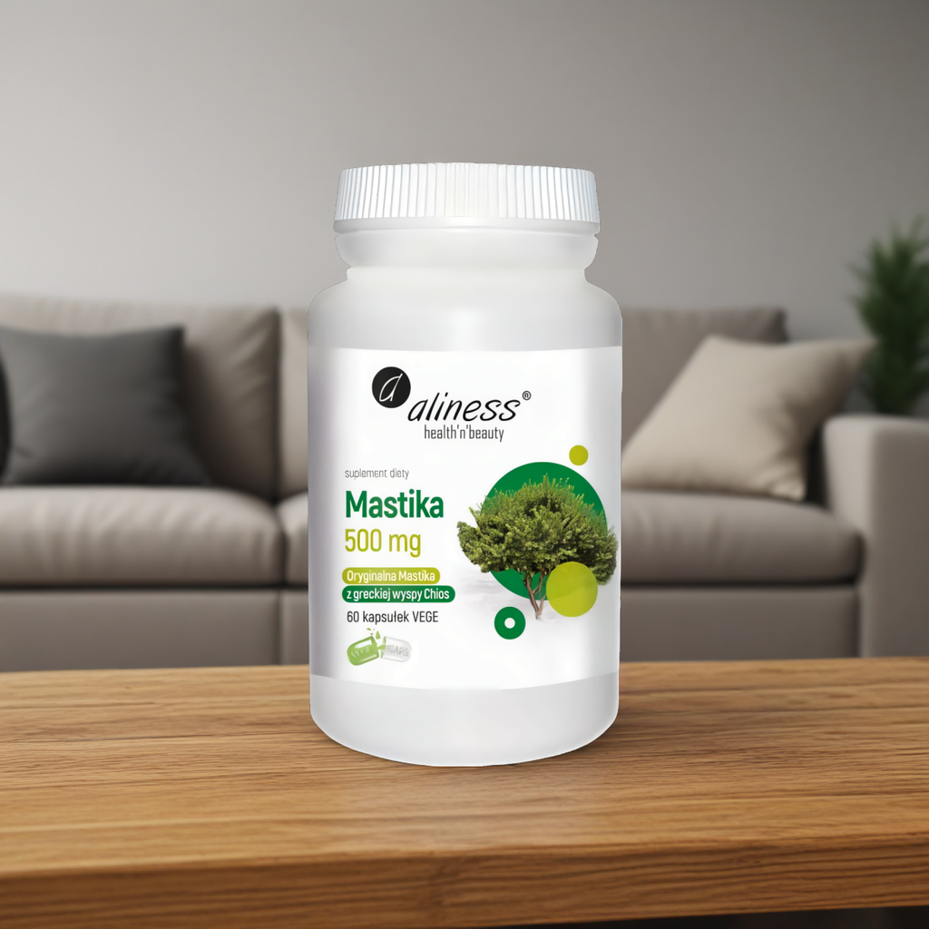 Mastika 500mg Aliness - Wsparcie pracy układu trawiennego - 60 kapsułek