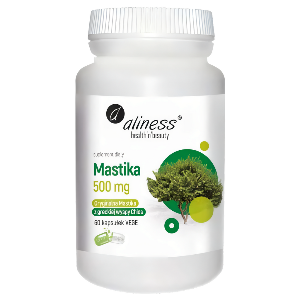 Mastika 500mg Aliness - Wsparcie pracy układu trawiennego - 60 kapsułek