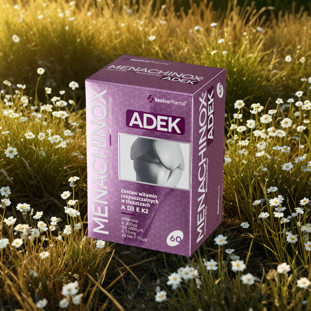 Menachinox ADEK Xenico Pharma - Witaminy A, D3, E i K2 MK-7 - 60 kapsułek