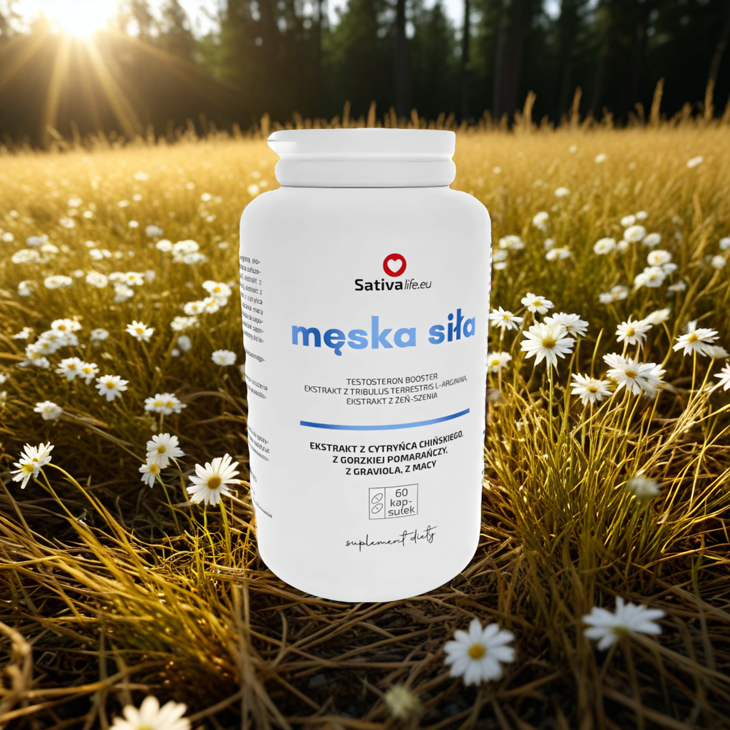 Męska Siła Testosterone Booster Sativa Life - Naturalne wsparcie dla męskiej energii i wydajności - 60 kapsułek
