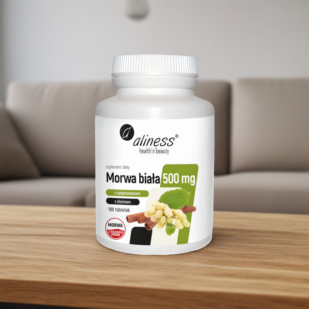 Morwa biała 4:1 500 mg Aliness - Z cynamonowcem i chromem - 180 tabletek