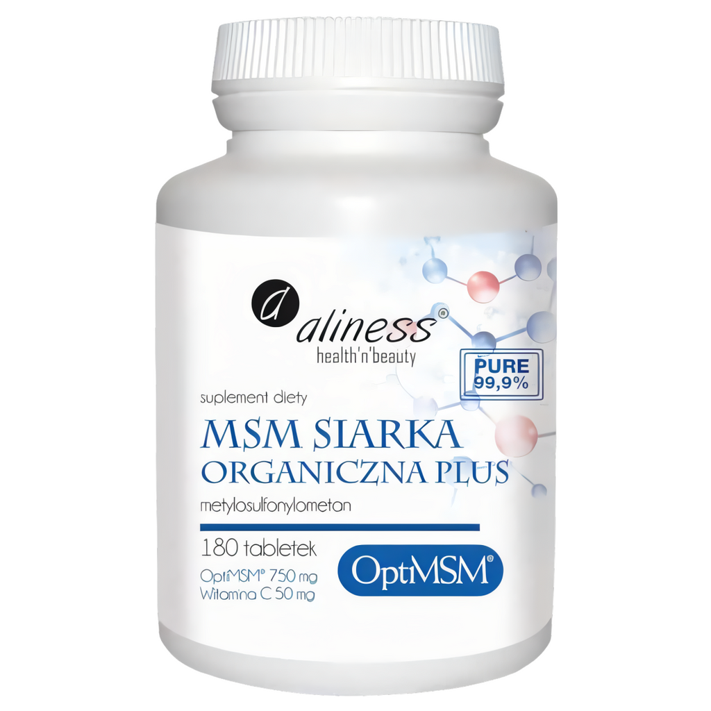 MSM Siarka Organiczna PLUS Metylosulfonylometan + Witamina C Aliness - 180 tabletek
