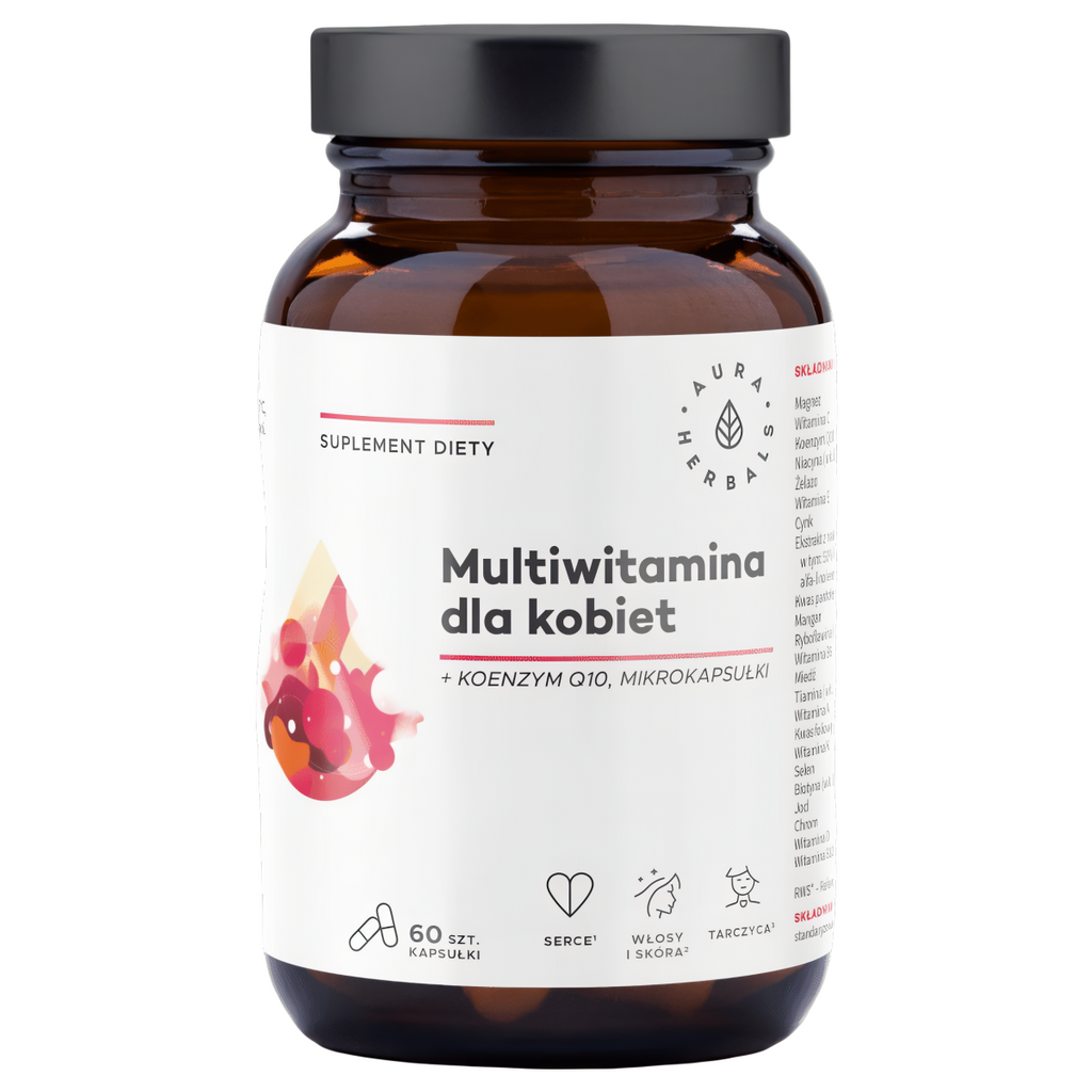 Multiwitamina dla kobiet Aura Herbals - Witaminy, minerały i koenzym Q10 - 60 kapsułek