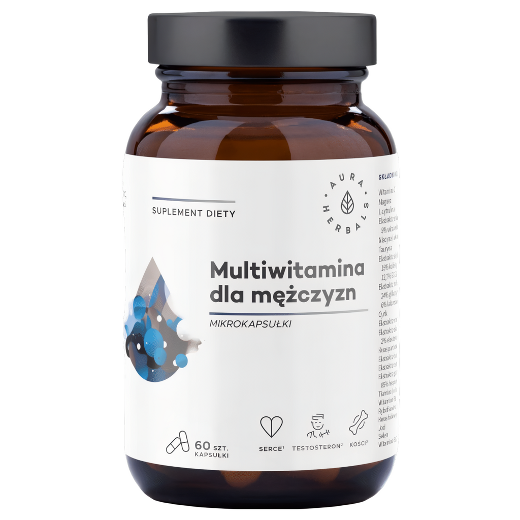 Multiwitamina dla mężczyzn Aura Herbals - Witaminy, minerały i ekstrakty roślinne - 60 kapsułek