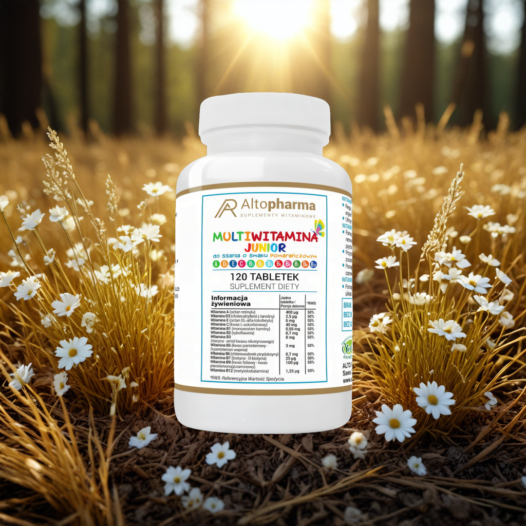 Multiwitamina JUNIOR dla dzieci do ssania o smaku pomarańczowym Alto Pharma - 120 tabletek