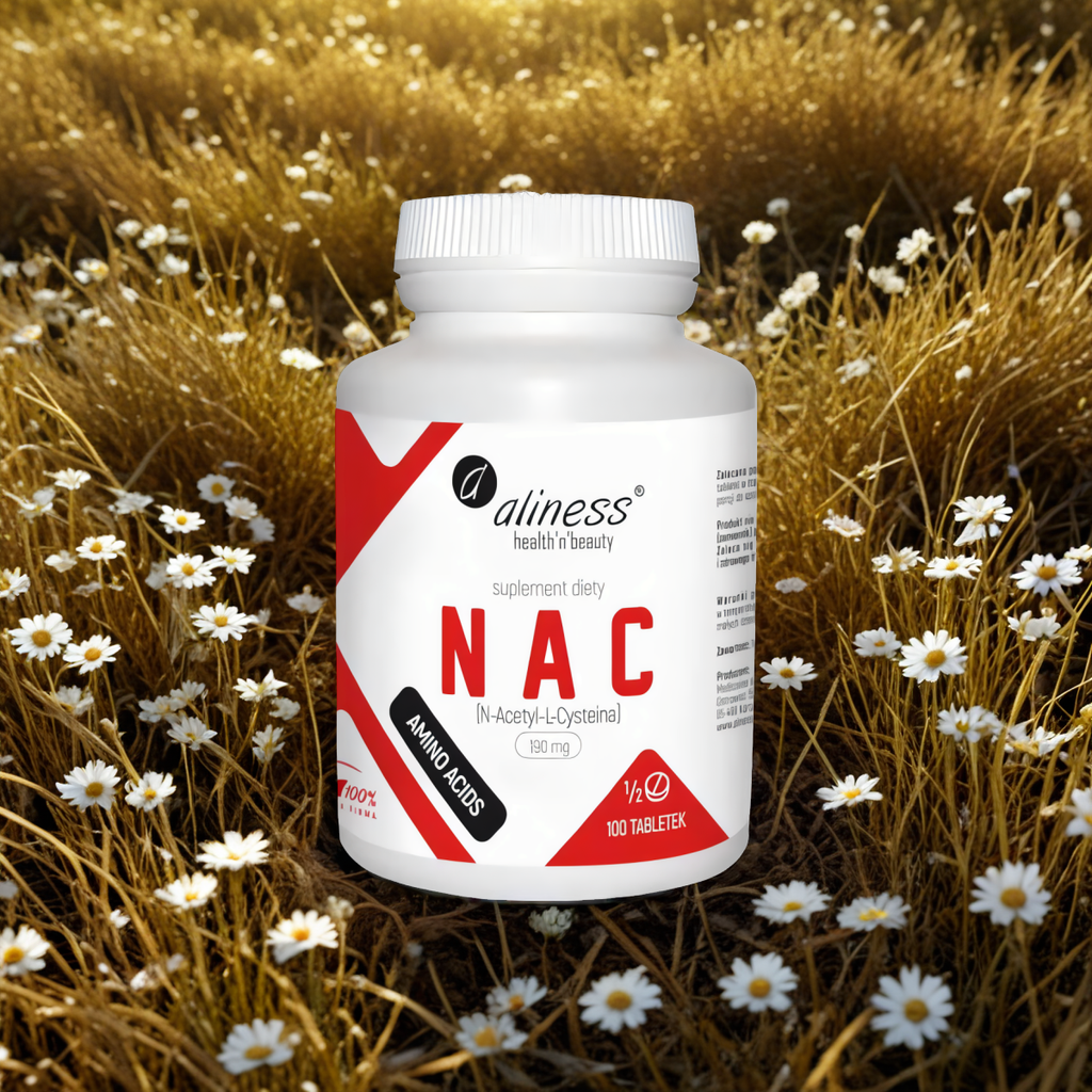 NAC N-Acetyl-L-Cysteine 190 mg Aliness - Wsparcie zdrowych płuc - 100 tabletek