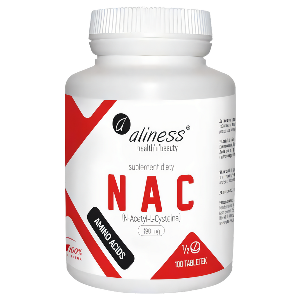NAC N-Acetyl-L-Cysteine 190 mg Aliness - Wsparcie zdrowych płuc - 100 tabletek