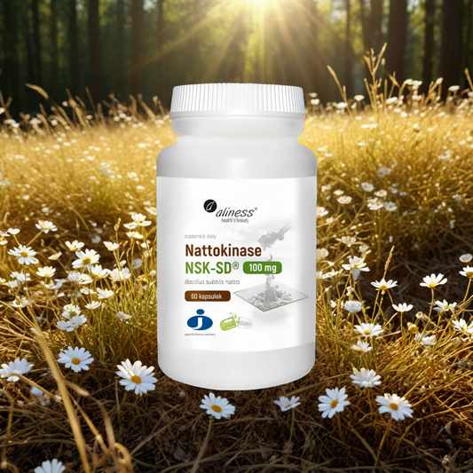 Nattokinase NSK-SD 100 mg Aliness - Sfermentowany ekstrakt z soi - 60 kapsułek