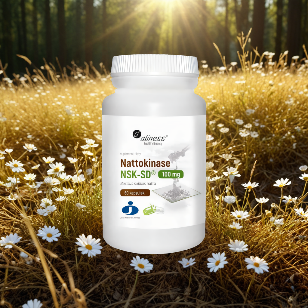 Nattokinase NSK-SD 100 mg Aliness - Sfermentowany ekstrakt z soi - 60 kapsułek