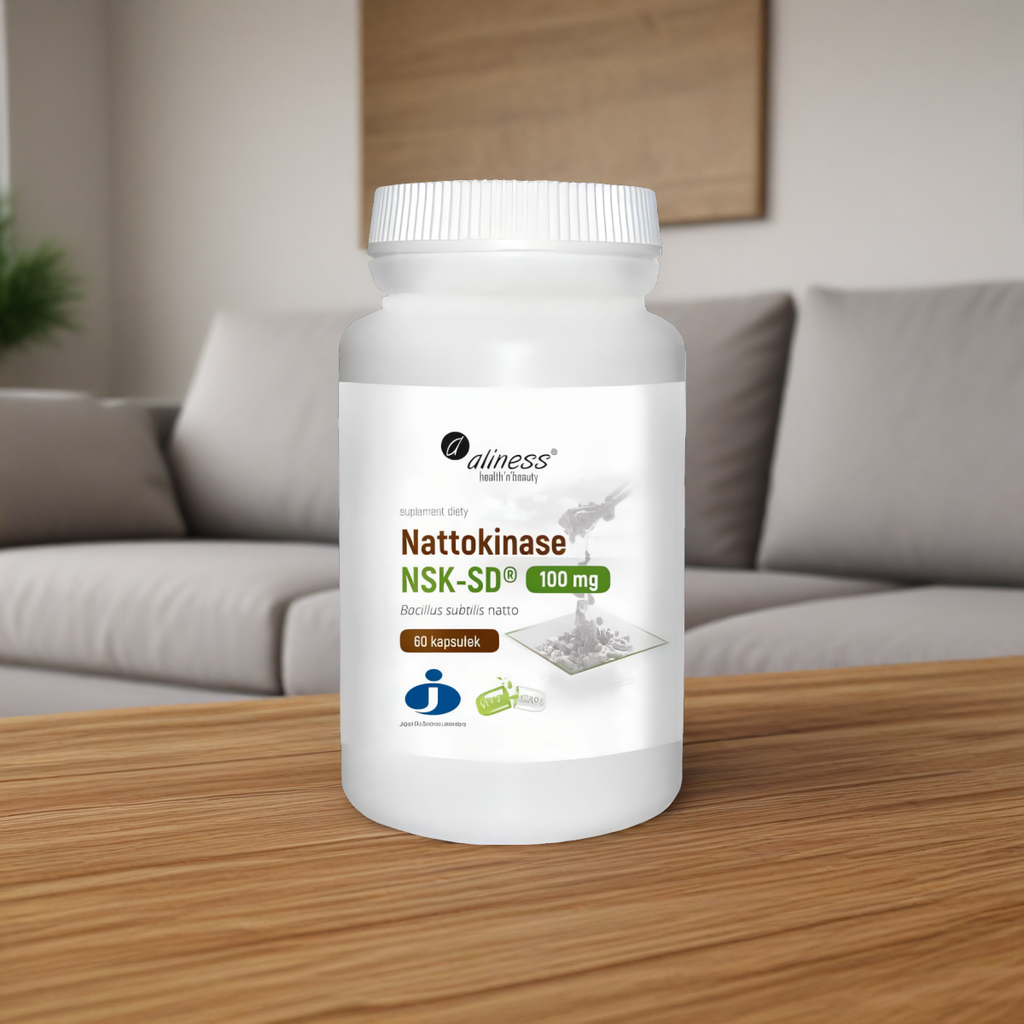 Nattokinase NSK-SD 100 mg Aliness - Sfermentowany ekstrakt z soi - 60 kapsułek