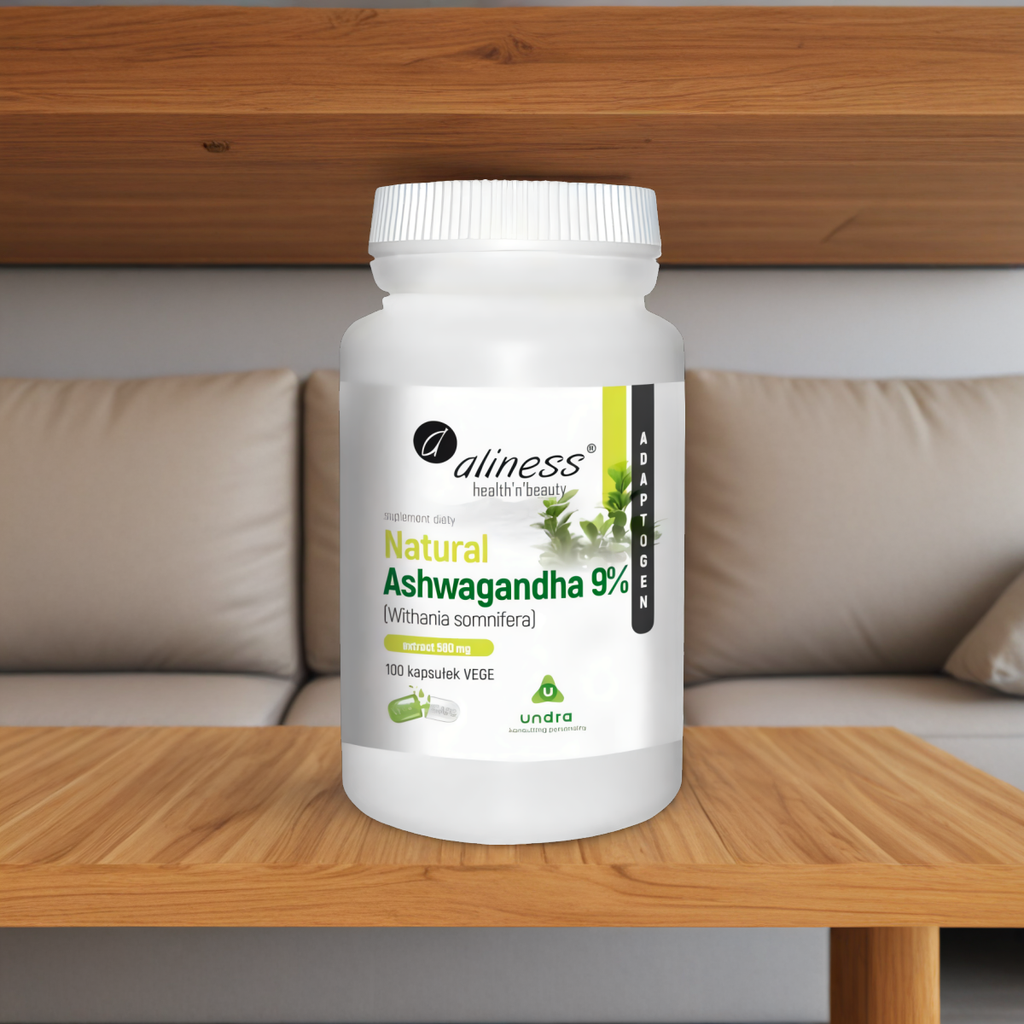 Natural Ashwagandha 570 mg 9% Aliness - Naturalny adaptogen - 100 kapsułek