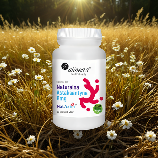 Naturalna Astaksantyna 8 mg Nat Axtin z mikroalg Aliness - 60 kapsułek